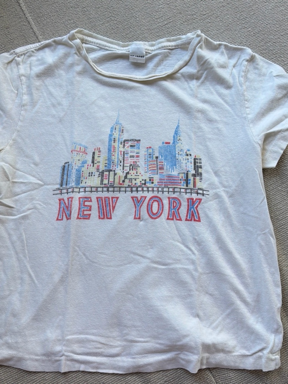 Re/Done White New York Skyline Graphic Tee